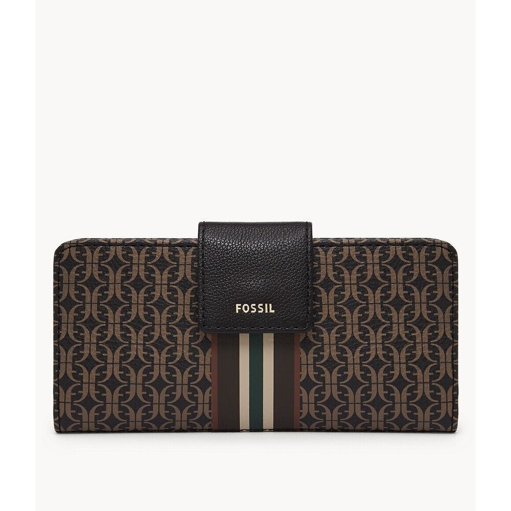 New Fossil Madison Tab Clutch Wallet Black Multi